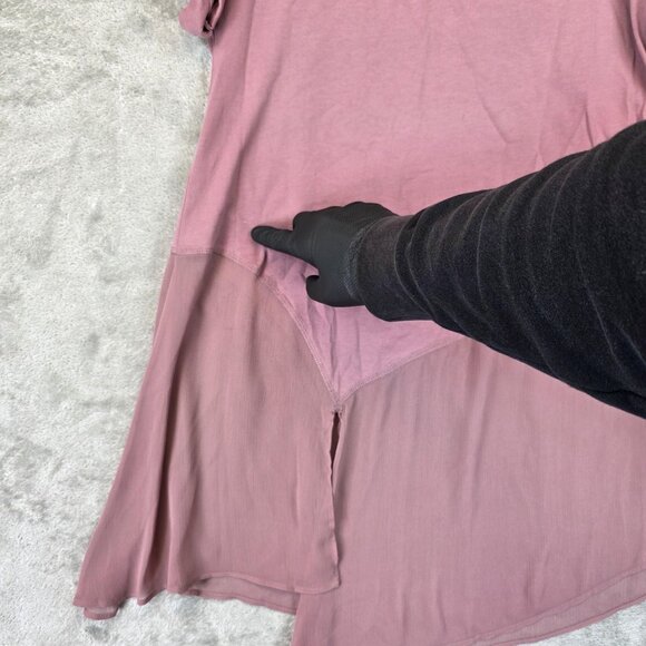 Akemi + Kin Shirt Womens Small Mauve Asymmetrical Floral Lace Hem Tunic Top - Picture 12 of 15